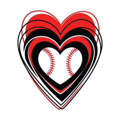 Concentric Hearts with Baseball Stitches in the Center love sport