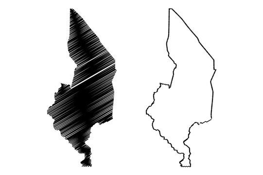 Southern Region Malawi (Republic of Malawi, Regions of Malawi, Administrative divisions) map vector illustration, scribble sketch Southern Region map
