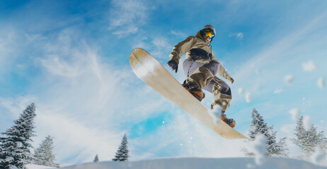 Snowboarder in action. Extreme winter sports.