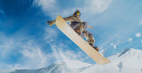Snowboarder in action. Extreme winter sports.