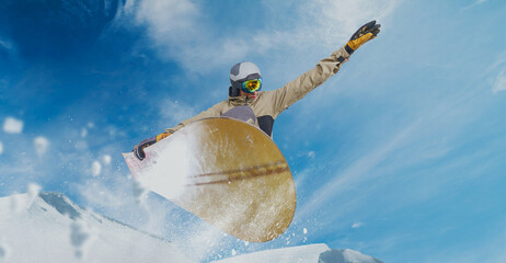 Snowboarder in action. Extreme winter sports.