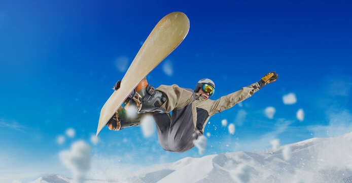 Snowboarder in action. Extreme winter sports.