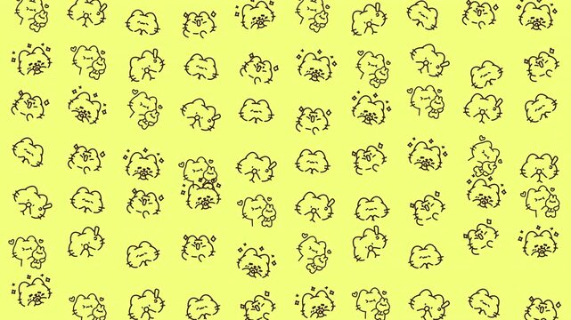 Many whimsical cartoon cat a pale yellow background, perfect for dreamlike illustrations or inspirational designs.