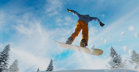 Snowboarder in action. Extreme winter sports.