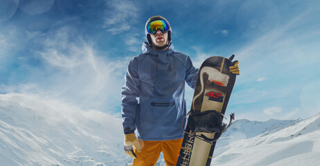 Snowboarder in action. Extreme winter sports.