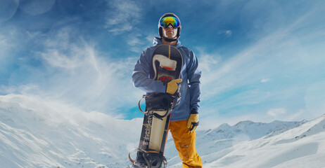 Snowboarder in action. Extreme winter sports.