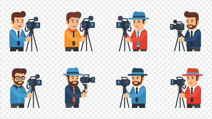 Naklejka premium cartoon men holding video cameras