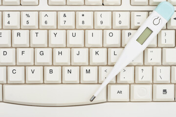 Digital thermometer fever health monitoring concept