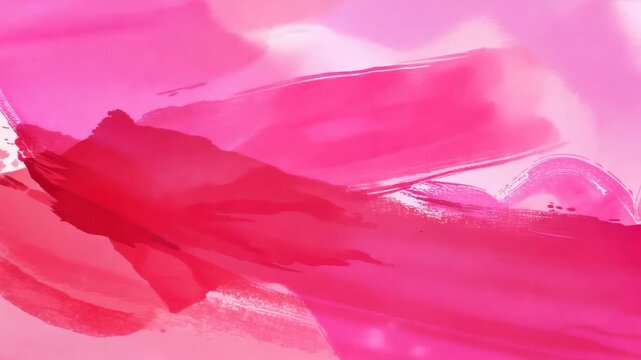 Wetting pigments causing magenta and red strokes on watercolor paper, spreading to form soft washes