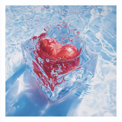 A heart frozen in an ice cube