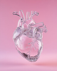 A crystal human heart made of glass