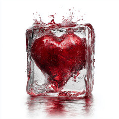 A heart frozen in an ice cube