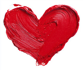 A red heart painted with oil paint