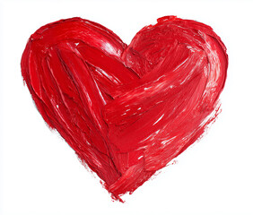 A red heart painted with oil paint