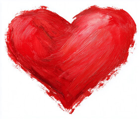A red heart painted with oil paint