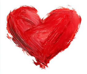 A red heart painted with oil paint