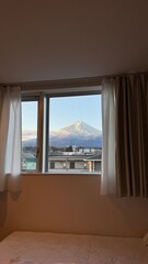 The view of Mount Fuji from the bedroom window.