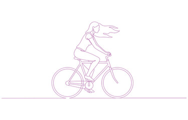 Naklejka premium Person riding a bicycle one continuous line drawing, minimalist vector illustration isolated on transparent background 