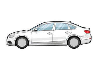 Obraz premium Scalable Car Vector Template – Clean Vehicle Outline on White Background
