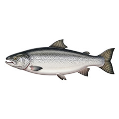 Obraz premium Illustrated salmon fish isolated on transparent background