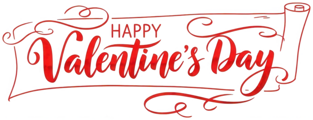 Romantic Valentine png Red lettering cutout Elegant script png Decorative calligraphy cutout Artistic greeting png Festive typography cutout Beautiful banner isolated transparent background image