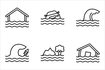 flood icon set, on white background.