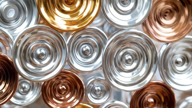 Colorful metallic swirl patterns create dynamic abstract movement