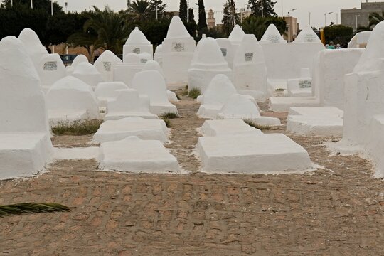 Muslim cemetery Ouled Farhane in Kairouan (Kajruvan) city. Tunisia. Africa.