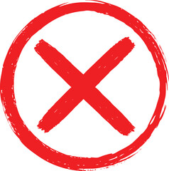 Obraz premium Minimal Brush Stroke Red Prohibition Circle Icon Silhouette Vector Art Illustration