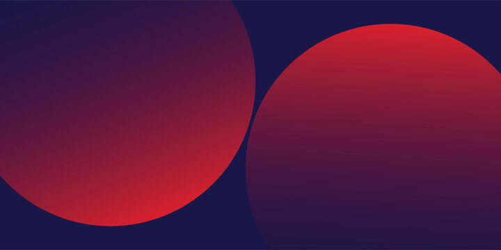 Two Red Gradient Circles Over Dark Blue Background Create Modern Abstract Art and Design