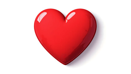Obraz premium 3D Realistic Red Heart with Glossy Texture Isolated on White Background