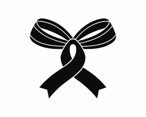 Decorative Celebration Ribbon Silhouette Vector Isolated on White