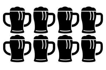 set of Beer Stein Silhouette Vector Illustration for Celebration and Festive Design