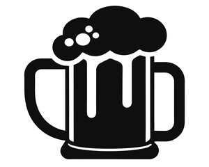 Foamy Beer Mug Silhouette Vector Graphic Isolated on White