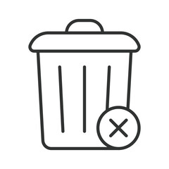 Trash bin rejected icon in line design. waste bin, error, forbidden, garbage on white background vector. Waste editable stroke icon