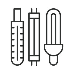 Medical waste tools icon in line design. syringe, lamp, waste, hazardous, disposal on white background vector. Medical waste editable stroke icon