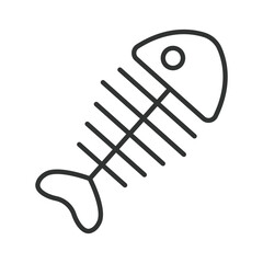 Fish bone waste icon in line design. food waste, fish bone, trash, leftovers on white background vector. Food waste editable stroke icon