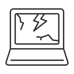 Broken laptop icon in line design. broken laptop, ewaste, recycle on white background vector. Electronic waste editable stroke icon
