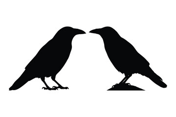 Obraz premium Two Ravens Silhouette