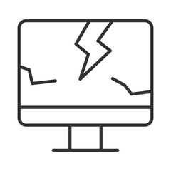 Broken monitor waste icon in line design. broken screen, ewaste, recycle on white background vector. Electronic waste editable stroke icon