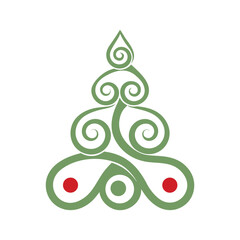 swirls forming christmas tree vector