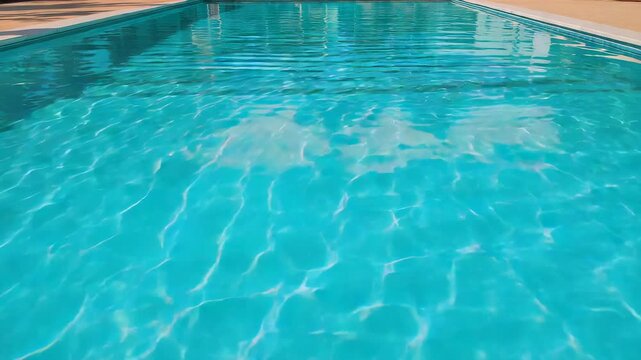 Forming patches at far center, rippling turquoise pool and shifting light lines to front with deck