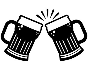 Clinking Beer Glasses Silhouette Vector Illustration for Festive Occasions