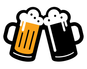 Clinking Beer Glasses Silhouette Vector Illustration for Festive Occasions