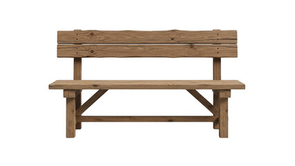 Wooden bench with backrest isolated on transparent background
