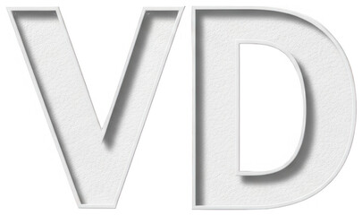 Valentine 3d letters V and D with embossed texture and subtle shadow on transparent background