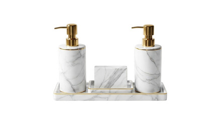 Luxury bathroom accessories set isolated on transparent background