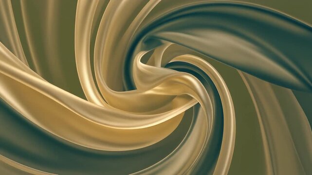 A swirling vortex of golden and olive green abstract fluid motion