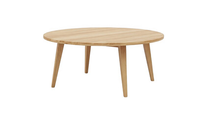 Wooden round coffee table isolated on transparent background