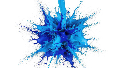 Blue paint splash art design element isolated on transparent background